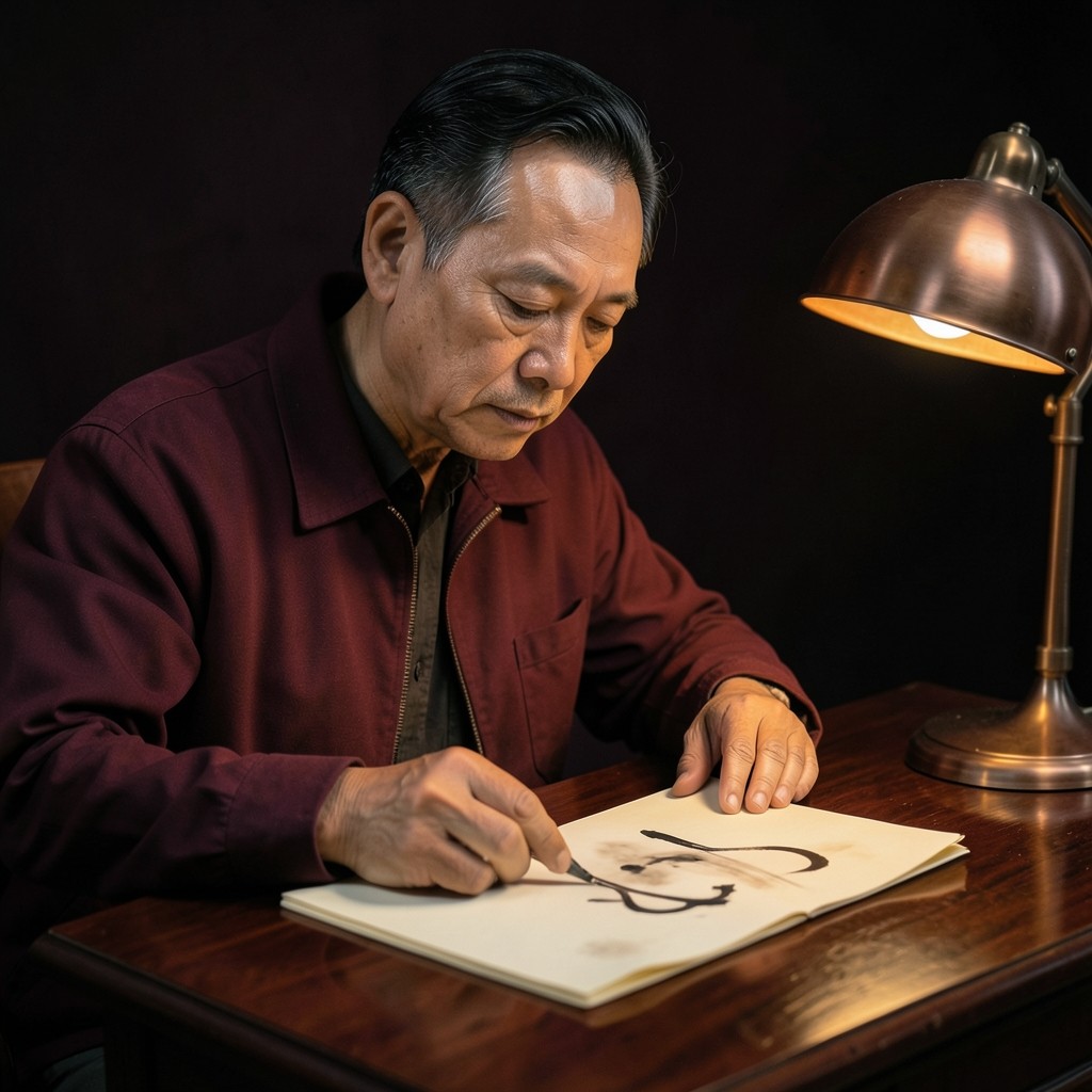 Somchai Wetchasit seated with a marked homework chart