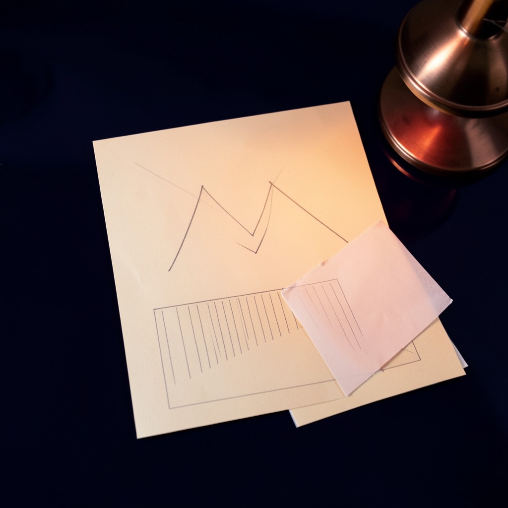 Converging pencil lines on a daily chart beside a quiet volume pane
